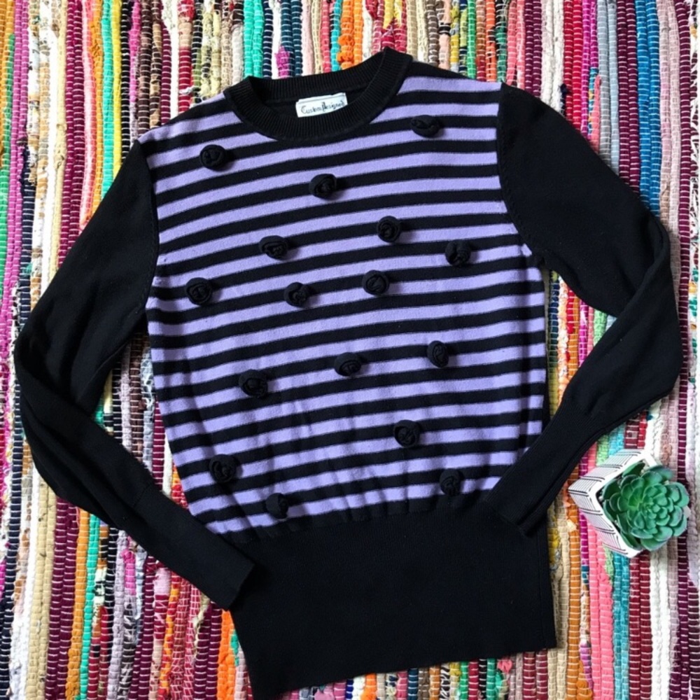 Vintage ~ Pom Pom stripe sweater